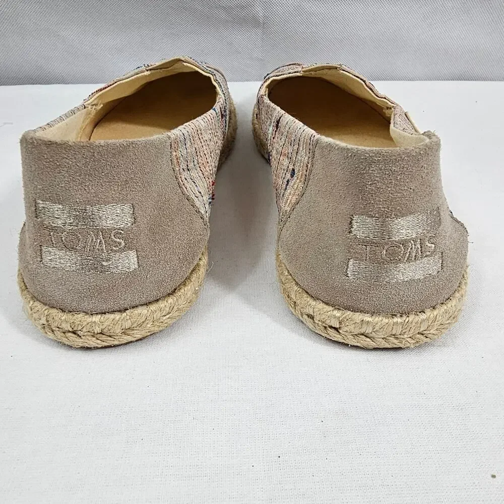 TOMS Women's Espadrilles Birch Metallic Slub Stripe Size 7